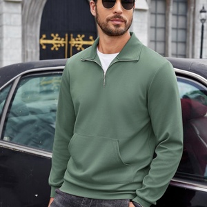 Sudadera polo casual de manga larga con media cremallera y bolsillo para hombre, venta al por mayor - Product Image 2