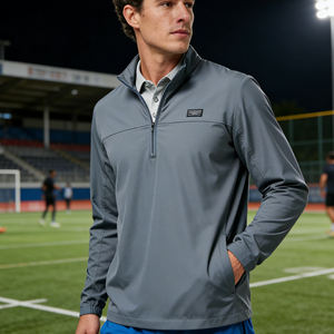 Polo de Manga Larga Estilo Ejecutivo al por Mayor con Cierre de Cremallera, Color Sólido, Logotipo Personalizado, Polo Casual de Negocios para Hombre - Product Image 4