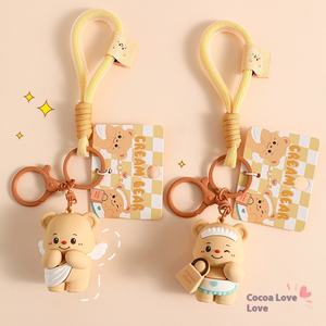 Porte-clés pendentif en plastique d'ours en <span class=keywords><strong>beurre</strong></span> <span class=keywords><strong>de</strong></span> dessin animé créatif et gracieux pour les couples; <span class=keywords><strong>petit</strong></span> ornement <span class=keywords><strong>de</strong></span> sac grande petite idée <span class=keywords><strong>de</strong></span> cadeau - Product Image 3