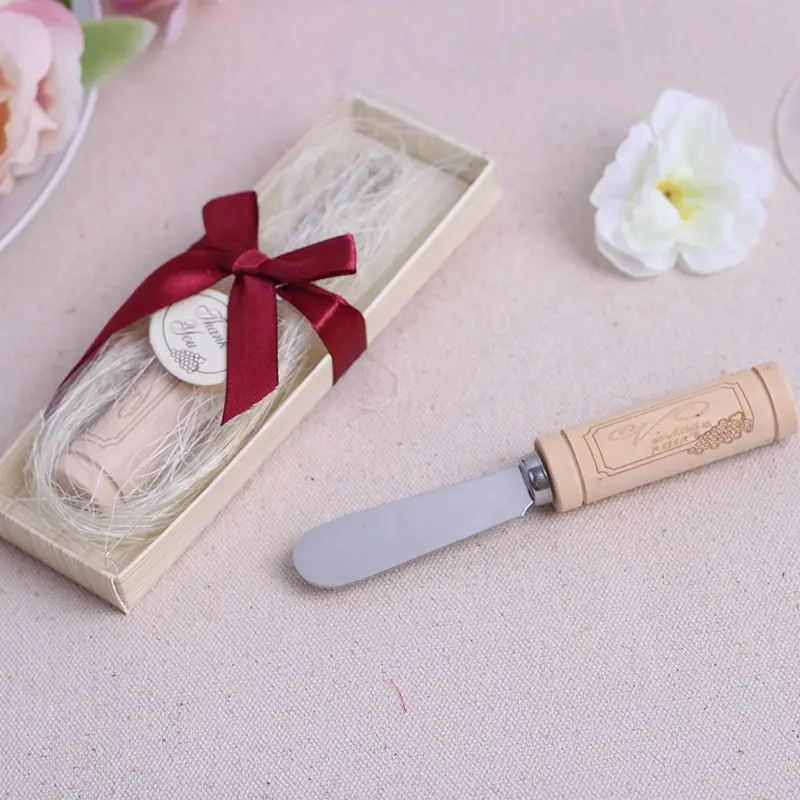 Cadeaux de faveurs de mariage à Yiwu Futian Market Shops Couteau à beurre en bois en acier inoxydable "Vintage Reserve" Épandeur de beurre