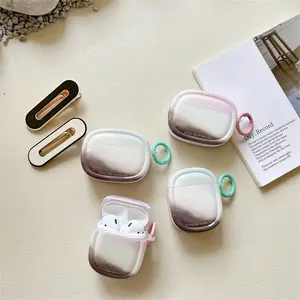 Casing AirPods Pro 2 warna hijau gradien, penutup cantik lembut untuk AirPods 2 3 generasi Aksesori Earphone cangkang bulat mewah