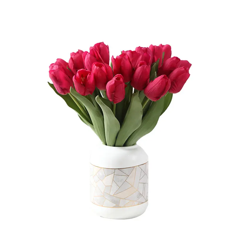 Wholesales Fashion Real Touch Flowers Latex Artificial Bouquet Flower Bridal Valentine's day Decorate Flower Wedding Tulips