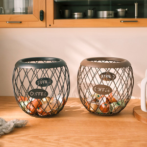 Wrought Iron Coffee Capsule Storage Basket Round Durable Multipurpose Desktop Container Nordic Style - Product Image 2