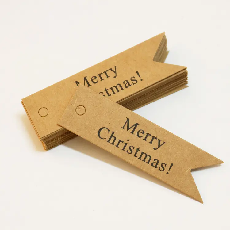 Custom Kraft Paper Luxury Advanced Delicacy Price Paper Merry Christmas Kraft Dovetail Label Clothing Hang Tags
