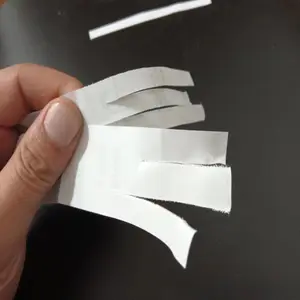 In Stock Plain White tear able Printed taffeta rolls for acetate easy tear Woven Label ribbon