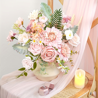 Combo de fleurs artificielles, roses rose poudré, décorations de mariage, fleurs faites à la main pour les centres de table de fête, décoration de la maison