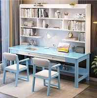 Silla y mesa de ordenador, mesa minimalista moderna, escritorio de ordenador de estudio de madera, escritorio de doble Persona, estantería, escritorio de ordenador
