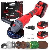 Meuleuse d'angle sans balais au lithium de 125 mm, 21 V, rouge et noir, outil de meulage professionnel à usage général - Product Image 1