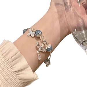 Bracelet tendance pour femmes, perles en verre, perles en pierre, bracelet coloré avec des breloques papillon en cristal bleu, bracelet pour filles, bracelet pour femmes, cadeaux - Product Image 5