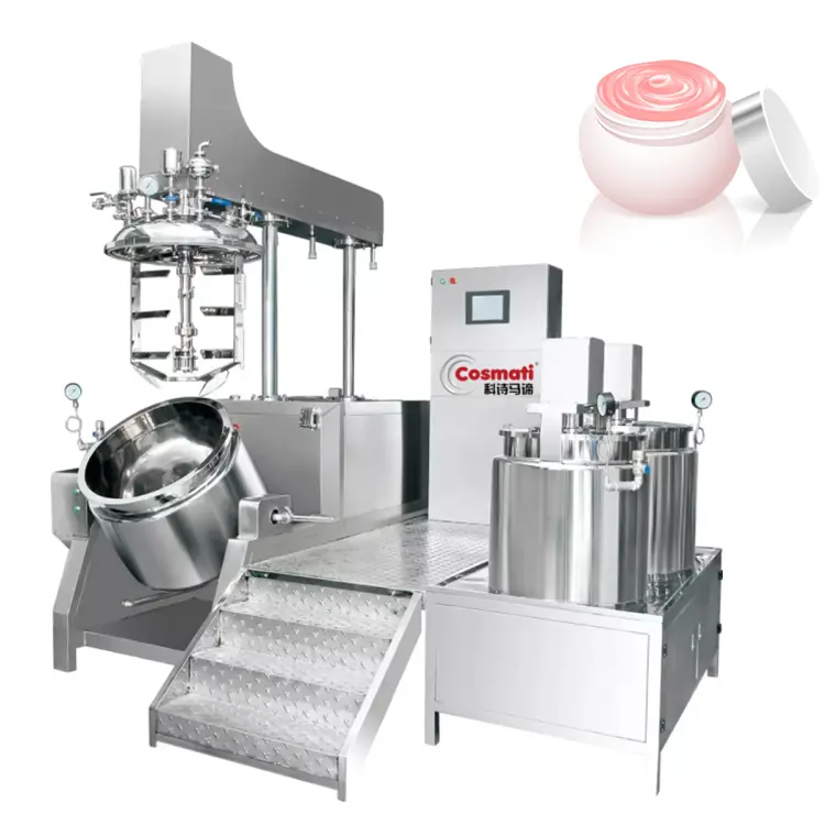 Misturador emulsificante cosmético aquecimento a vapor 200L de alta qualidade, equipamento para aquecimento de cabelo, homogeneizador a vácuo, emulsificador