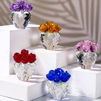 Figurines de roses en cristal, objets de collection, ornement, cadeau, bouquet de roses en cristal éternelles avec boîte cadeau