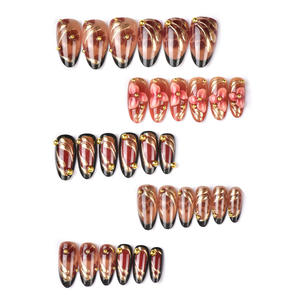 30 Piezas de Uñas Postizas de Almendra con Flores Tridimensionales de ABS, Uñas de Alta Gama Hechas a Mano con Pedrería y Diseño de Leopardo, Uñas Postizas Portátiles - Product Image 4