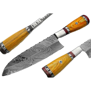 Couteau de chef artisanal en acier Damas de haute qualité, mouton et bœuf, manche en bois, étui en cuir, ambidextre, couteau de survie Viking - Product Image 2