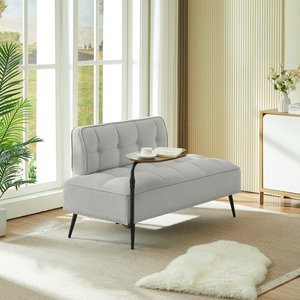 Modern Two <b>Seater</b> Velvet Sofa 54 Inch With Backrest And Rotating Side Table Entryway Ottoman Multi Use <b>Bench</b> Office Desk - Product Image 6
