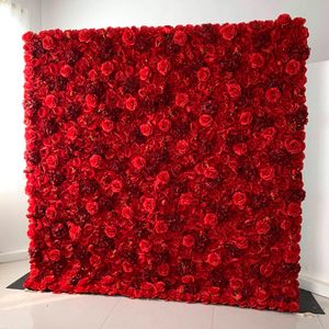 8*8 ft Wedding Artificial Silk Flower Red Wall Panel Backdrop Custom Size 3d Roll Up Floral Wall