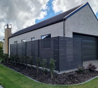 Clôture en lattes d'aluminium noir - Écologique, résistante aux intempéries, hauteur 8 pieds, barrière de sécurité pour enfants et d'intimité pour jardin avec modélisation 3D