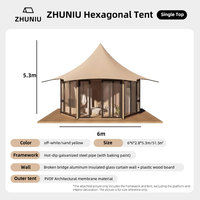 Tente de camping de luxe octogonale pour le désert africain, en toile PVC, pour glamping, safari, hôtel-resort, avec salle de bain, imperméable quatre saisons