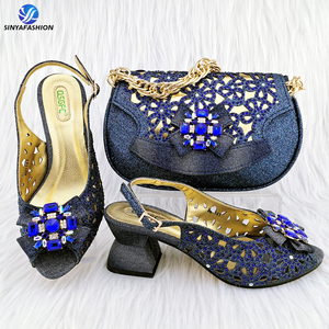 Elegant Shoes Match Navy Blue Dress for Party-Wear/Wedding