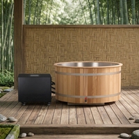 SANSHENG Best Seller OEM Custom Stainless Steel Outdoor Red Cedar Cold Plunge Ice Bath Wooden Ice Bathtub with Chiller