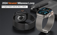 Boucle en maille milanaise en titane pur compatible avec Apple Watch Ultra 2/ Ultra 49mm, avec boucle réglable de style parachute