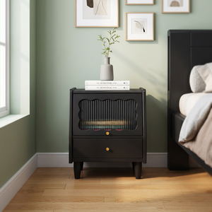 Modern Small Space Multi-Purpose Nightstand with Storage <b>Compact</b> <b>Bedside</b> <b>Table</b> for Apartment Bedroom Furniture - Product Image 3