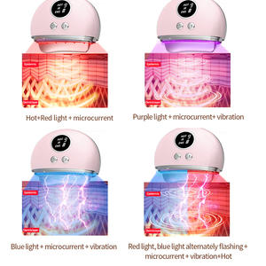 Nouveau Homeuse Électrique De Poche Masseur Facial Rouge Lumière Bleu Vibration Chauffage EMS Raffermissant Peau Grattage Application Vibrateurs - Product Image 2