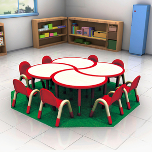 Ensemble de chaises et de tables en plastique pour enfants à hauteur réglable en forme de lune pour les meubles de l'école maternelle Bureau pour enfants de maternelle - Product Image 1