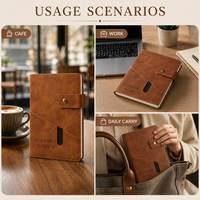 Carnet en cuir PU personnalisé en gros avec fermeture à bouton-pression, poche avant et logo personnalisé pour cadeaux d'affaires
