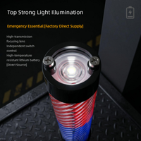 Bâton de signalisation de sécurité fluorescent réfléchissant pour la nuit, avec éclairage LED rouge-bleu stroboscopique rechargeable