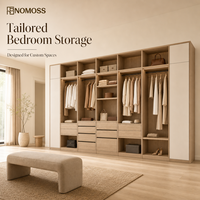Dressing moderne et minimaliste sur mesure pour chambre et villa, avec étagères réglables, tringles de suspension et tiroirs