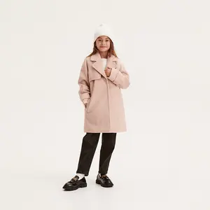 Fabrika özel moda çocuk giyim kız siper yün ceket yüksek kalite rüzgar ceketi popüler bahar sonbahar
