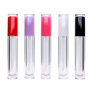 Diskon Besar-besaran 5Ml Wadah Tabung Lip Gloss Pink Merah Putih Hitam Botol Lipgloss Glaze Logo Kustom Tabung Lipgloss dengan Tongkat