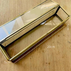 Mới nhất chất lượng tốt nhất hình chữ nhật rõ ràng Glass hộp đính với vàng hoàn thành khung kim loại cho tổ chức và hiển thị hộp đồ trang sức - Product Image 5