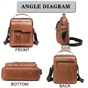 Sac messager en cuir PU noir pour homme <span class=keywords><strong>Vicuna</strong></span> – Style vintage très tendance, sac à bandoulière durable et élégant - Product Image 4