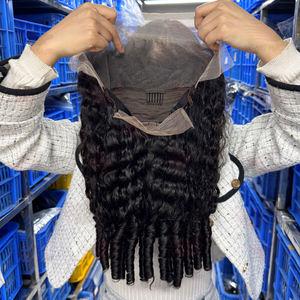 Venta al por mayor de fábrica 250% 300% 13x4 Frontal 100% cabello humano encaje Frontal sin pegamento doble <span class=keywords><strong>dibujo</strong></span> Peluca de pelo rizado birmano - Product Image 4