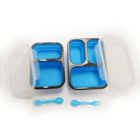 Boîte à lunch pliable en silicone Refine Factory avec fourchette et cuillère, ensemble de vaisselle réutilisable et écologique, compatible congélateur et lave-vaisselle