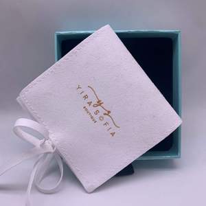 Luxury Custom Logo Microfiber Double Side Suede Gift Pouch for Necklace Earrings Deboss Print Jewelry Container - Product Image 2