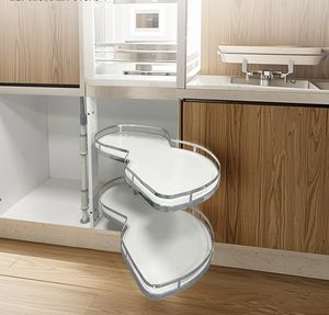 Quincaillerie de cuisine Panier soucoupe volante <span class=keywords><strong>d</strong></span>'<span class=keywords><strong>angle</strong></span> à double étagère pour rangement en armoire - Product Image 3