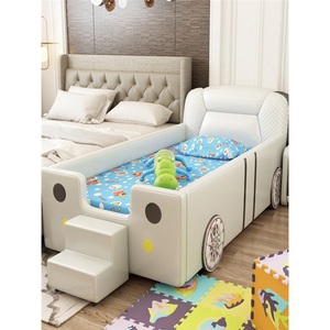 <span class=keywords><strong>Lit</strong></span> enfant en cuir style voiture de course JS, design moderne et simple, avec cadre en bois massif, écologique et confortable, amovible pour raccorder au <span class=keywords><strong>lit</strong></span> parent. - Product Image 4