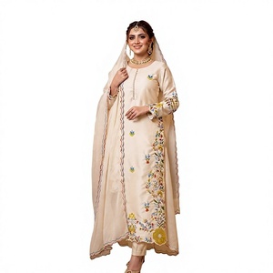 Vestido Elegante para Mujer, para Todas las Temporadas, con Bordado, Pantalón y Dupatta, Sin Arrugas, de Secado Rápido, para Bodas/Uso Casual - Product Image 1