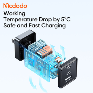 Cargador GaN USB C Mcdodo 153 de 67 W, 2C1U, 45 W, 30 W, 20 W, PD3.0, QC4.0, <span class=keywords><strong>AFC</strong></span>, PPS, Carga Rápida, Plegable, ETL, 65 W, para Enchufe de EE. UU. y Japón - Product Image 3