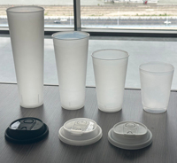 Gobelets jetables personnalisés Econewleaf en PP, forme personnalisée, 16 oz, sans BPA, recyclables, durables, adaptés aux aliments, pour le camping, logo personnalisé, blanc