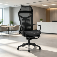 Chaise de bureau ergonomique en maille à dossier haut avec repose-pieds et appui-tête, soutien lombaire inclinable, chaise d'ordinateur réglable