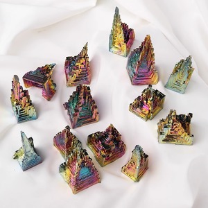 Minéral brut de bismuth naturel, cristaux, é<span class=keywords><strong>l</strong></span>ément chimique, décoration irisée style château, spécimen métallique, pierre exotique - Product Image 3