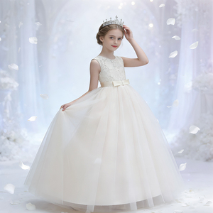 Vestido de Fiesta Elegante de Gasa con Encaje para Niñas Grandes, Diseño sin Mangas, Largo hasta el Tobillo, Voluminoso y Abullonado, Venta al por Mayor - Product Image 3