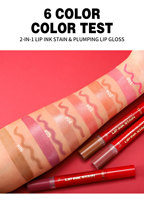 Brillo labial de doble cabezal con aceite en gel de larga duración, color intenso, efecto voluminizador, fácil de aplicar y colorear, tinte para contorno de labios.