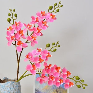Mini flores de Phalaenopsis de tacto plástico suave 2 tenedores 12 flores mariposa orquídea flores artificiales - Product Image 3