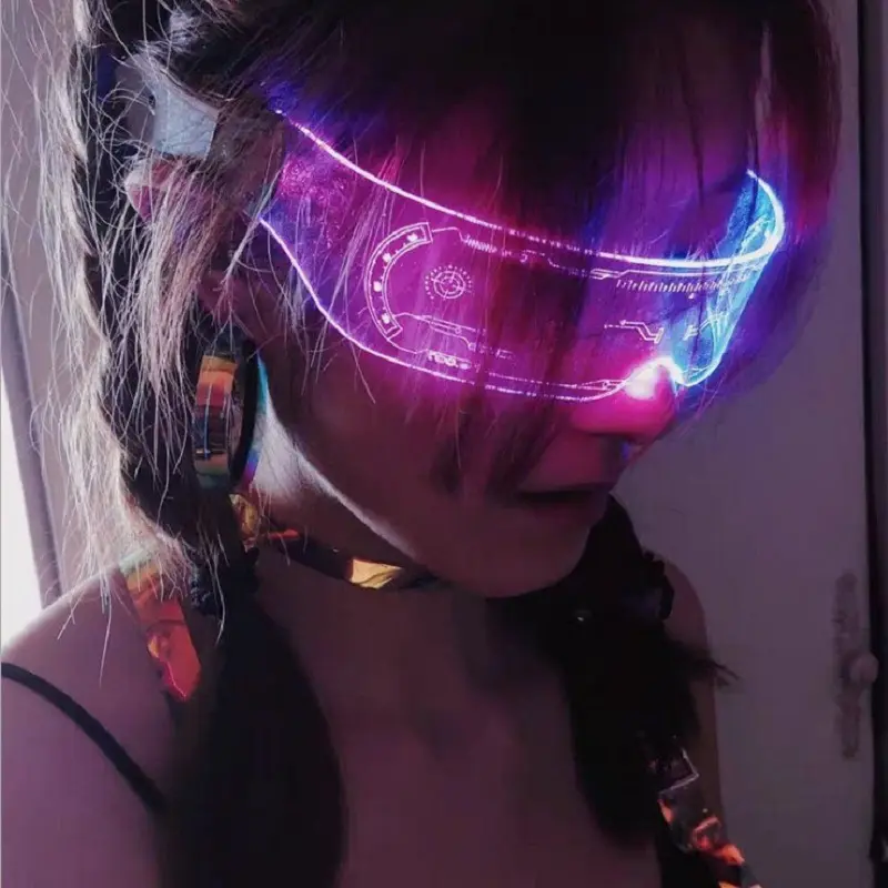 Colorful Dazzle Led Light Luminous Disco Led Glasses Cyberpunk Light Glass 7 Color Change Punk Eyeglasses Led Flash Glasses