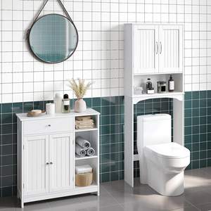 Armoire de sol de salle de bain en bois avec portes et tiroirs, unités de rangement, étagères réglables, design moderne, durable et gain de place - Product Image 2