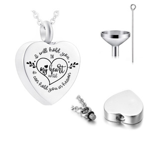 Collana con urna di cremazione per ceneri gioielli ricordo per le donne ciondolo commemorativo in acciaio inossidabile-ti stringerà nel mio cuore - Product Image 1